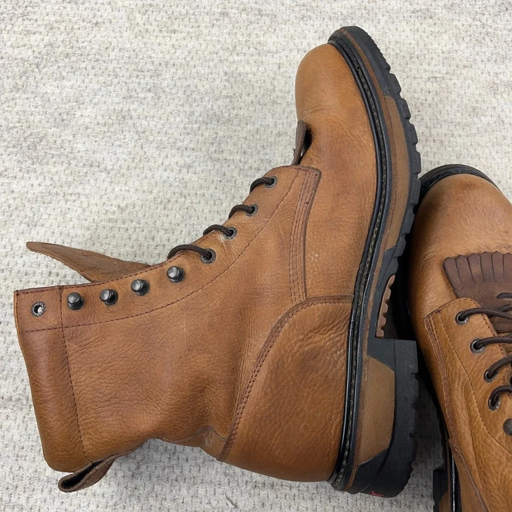 Rocky Ride Mens Boots 14 M Brown Leather Soft Toe Lace‎ Up Waterproof Work